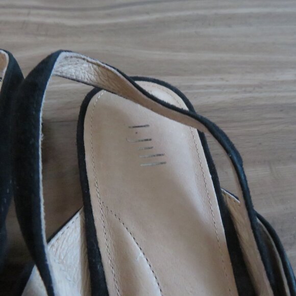 J. JILL Camille Slingback Bow Flats Shoes in Black Suede Leather - Size US 8.5 - Picture 6 of 11